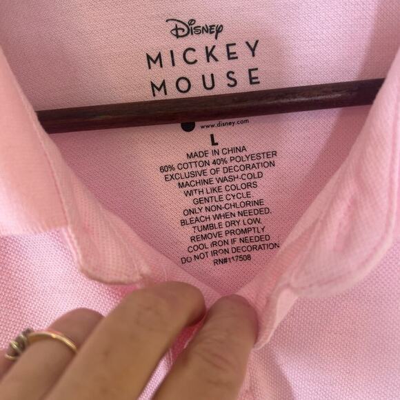 Disney Men’s Mickey Mouse Polo Shirt Pink Size Large - Picture 6 of 9